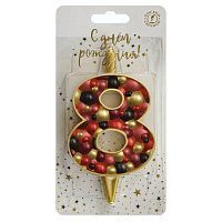 Свеча для торта Пузыри золото Цифра 8 1/20