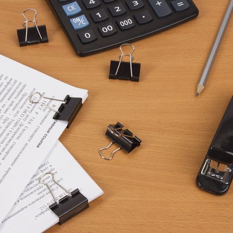 Зажимы для бумаг 32мм на 140л (12шт) черные в картонной коробке Staff 1/12/240